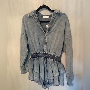 Idem Ditto Ruffle Denim Romper